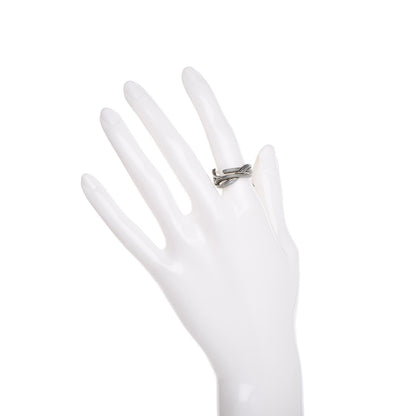 Saint Laurent Straited Brass Monogram Ring 6 Oxidized Silver 2 of 6