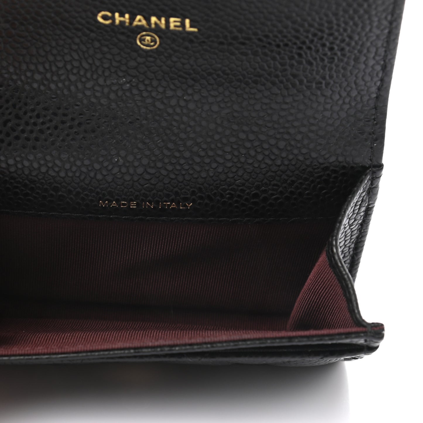 Caviar Quilted Flap Card Holder Wallet Black