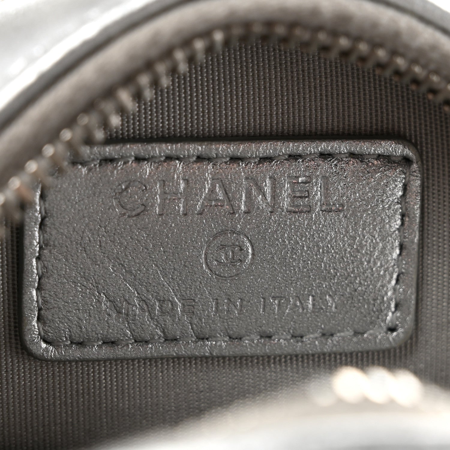 Chanel Metallic Calfskin Quilted Round Bracelet Clutch With Chain Silver 6 of 12