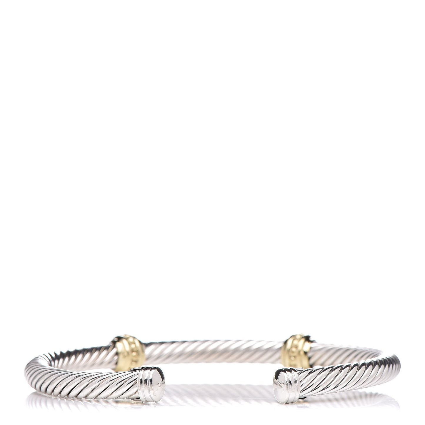 Sterling Silver 14K Yellow Gold 5mm Cable Classics Two Station Bracelet