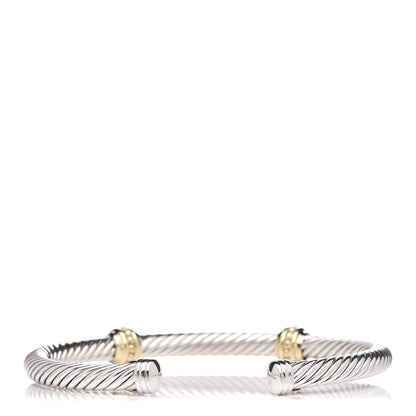 David Yurman Sterling Silver 14K Yellow Gold 5mm Cable Classics Two Station Bracelet 3 of 5