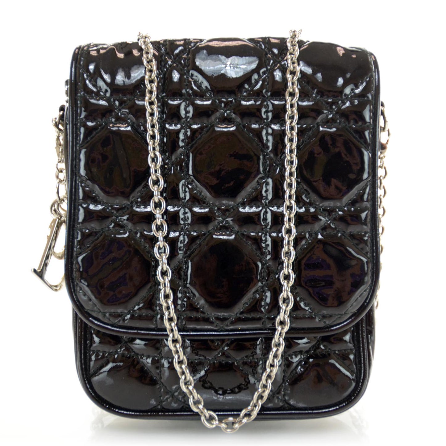 Patent Cannage Cross Body Bag Black