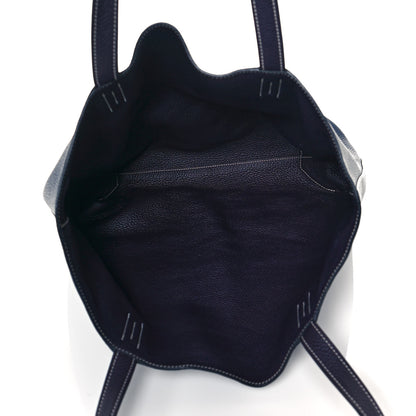 Hermes Taurillon Clemence Double Sens 36 Reversible Tote Bleu Saphir Prune 5 of 18