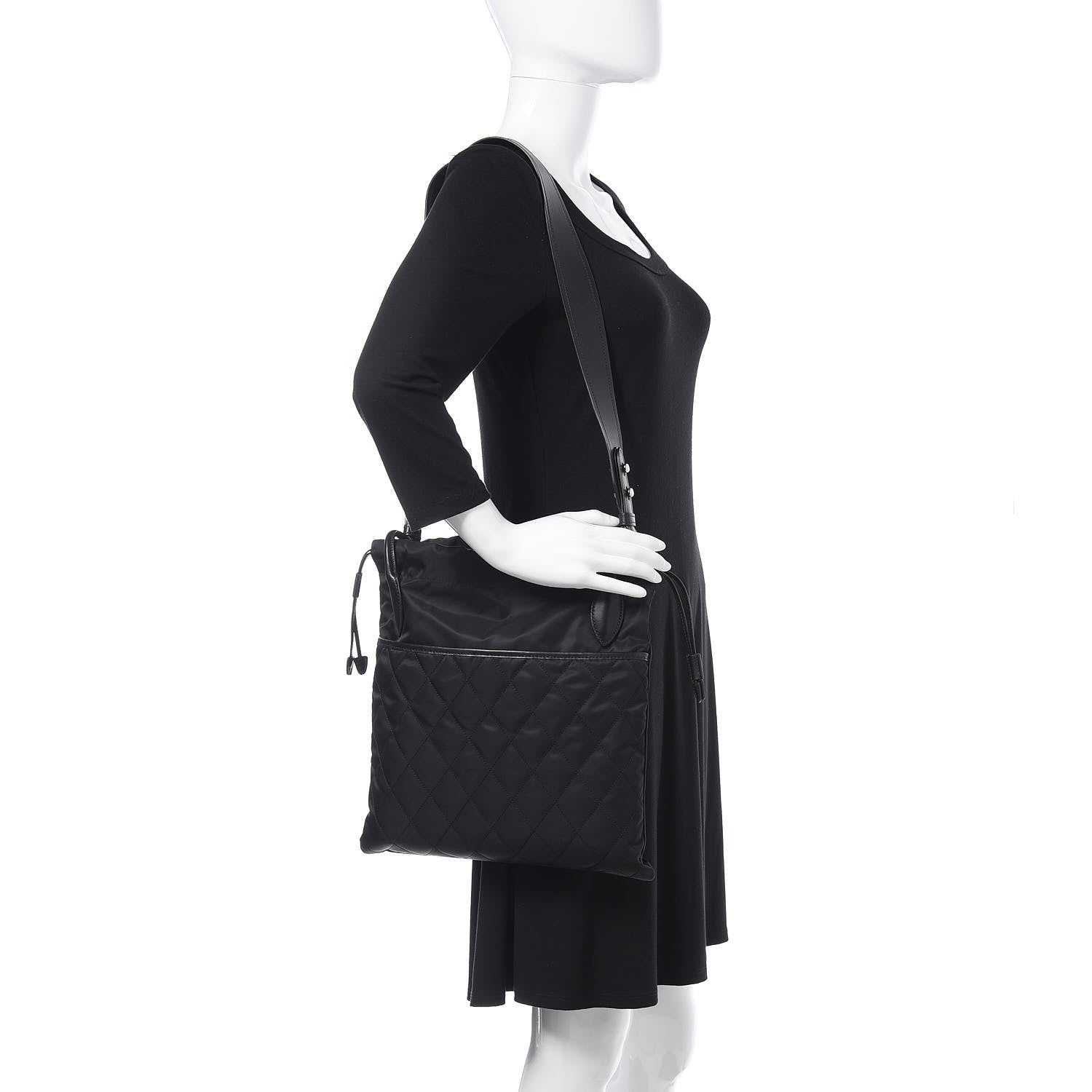 Prada Tessuto Nylon Ricamo Small Drawstring Bag Black 2 of 8