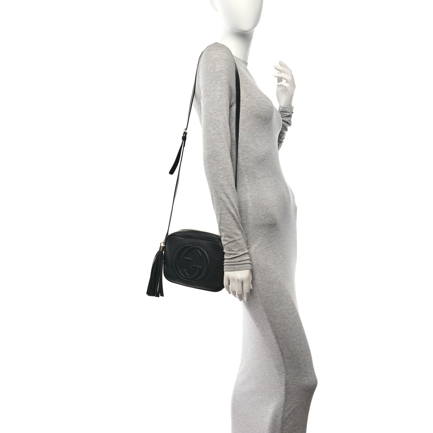 Pebbled Calfskin Small Soho Disco Bag Black