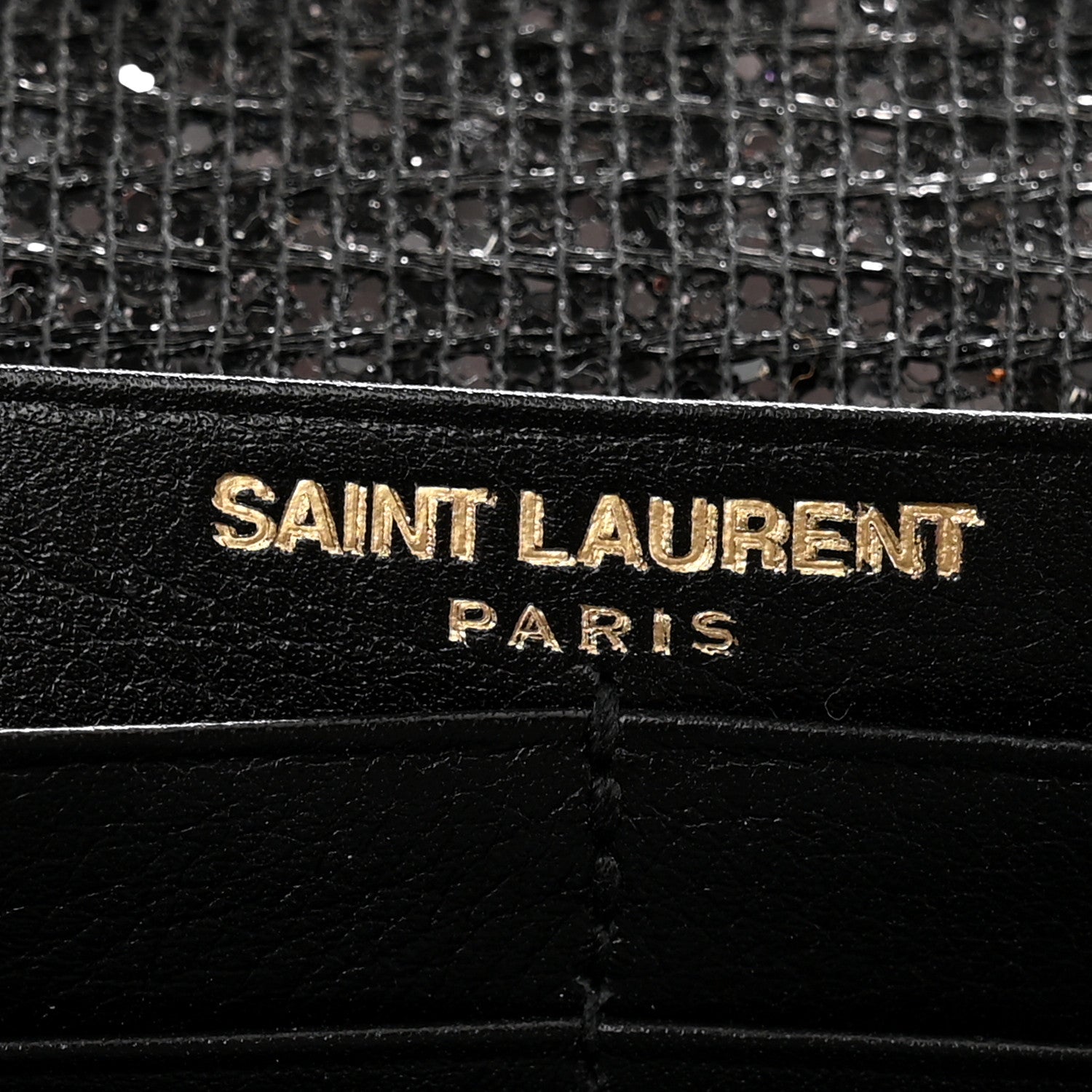 Saint Laurent Glitter Monogram Chain Wallet Black 7 of 11