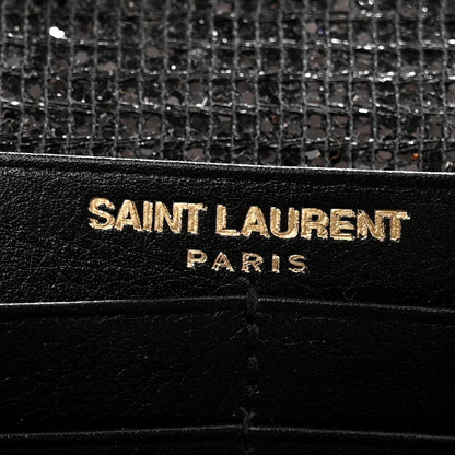 Saint Laurent Glitter Monogram Chain Wallet Black 7 of 11