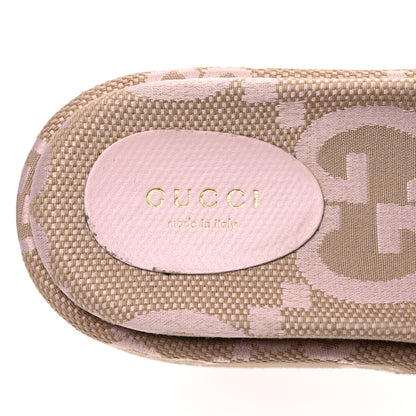 Gucci Monogram Jumbo GG Angelina Platform 55mm Slide Sandals 37 Beige Perfect Pink 9 of 10