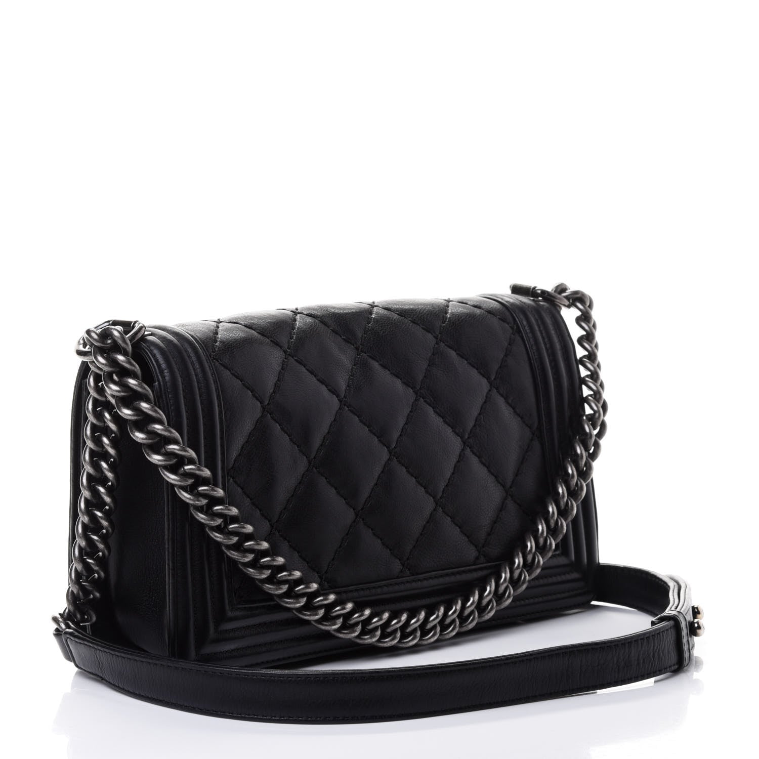 Chanel Calfskin Double Stitch Medium Boy Flap Black 2 of 4