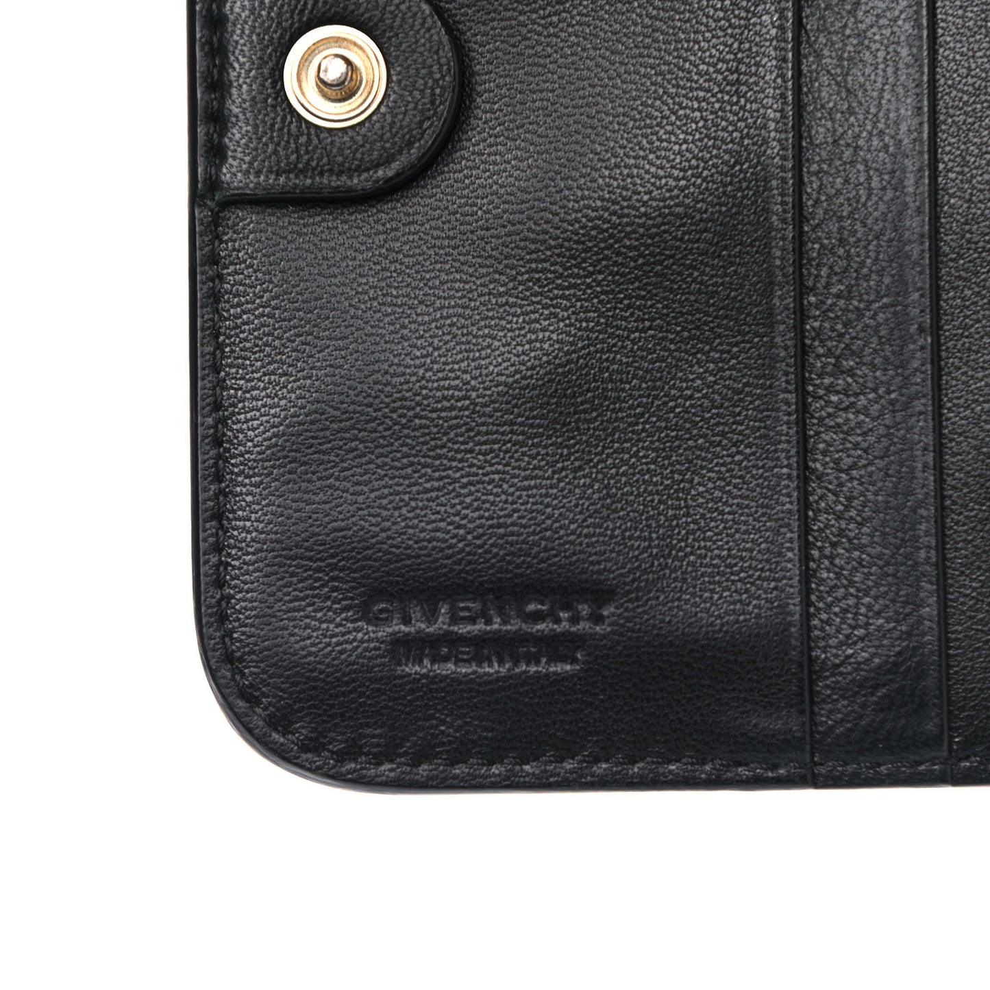 Lambskin Shark Lock Zip Around Compact Wallet Black