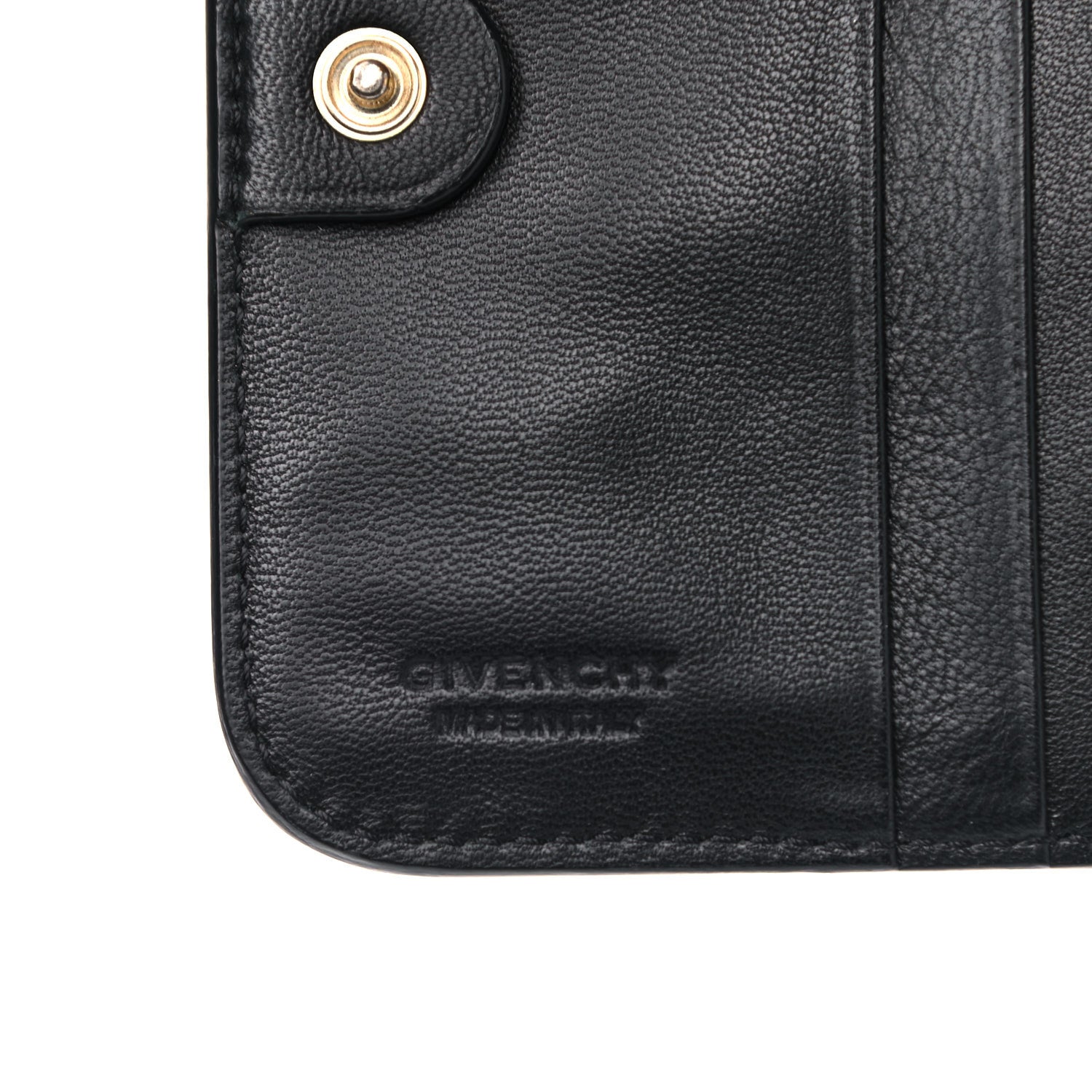 Givenchy Lambskin Shark Lock Zip Around Compact Wallet Black 7 of 9