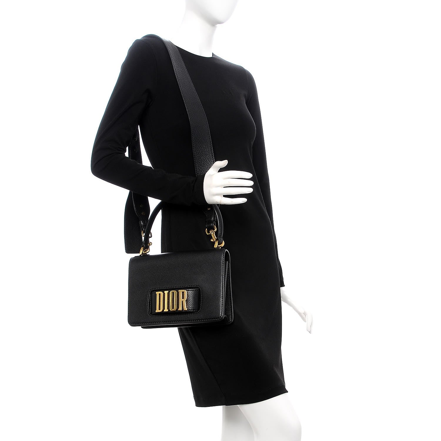 Christian Dior Grained Calfskin Dio(r)evolution Top Handle Flap Bag Black 2 of 8