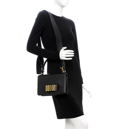 Christian Dior Grained Calfskin Dio(r)evolution Top Handle Flap Bag Black 2 of 8