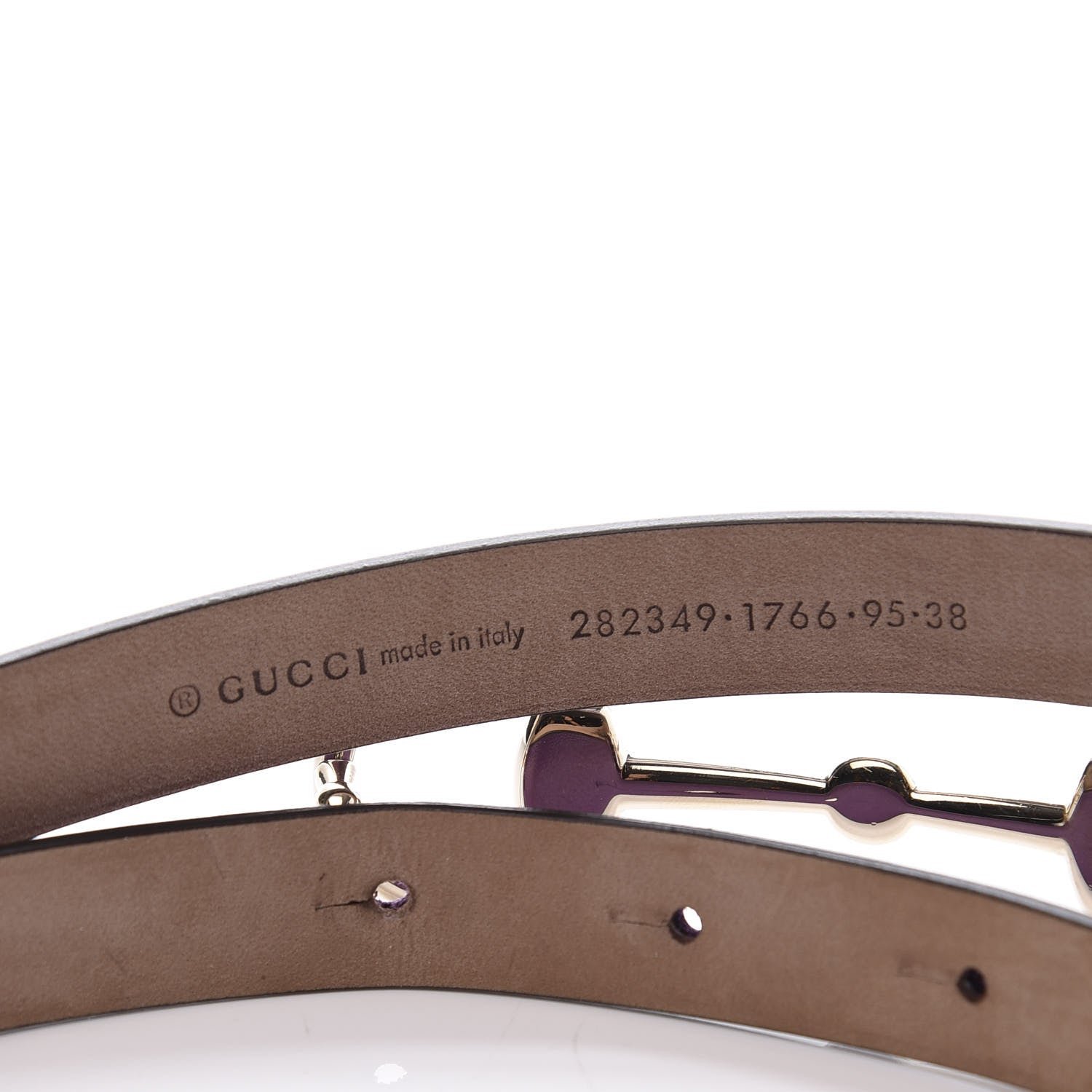 Gucci Calfskin Horsebit Skinny Belt 95 38 Purple 4 of 6
