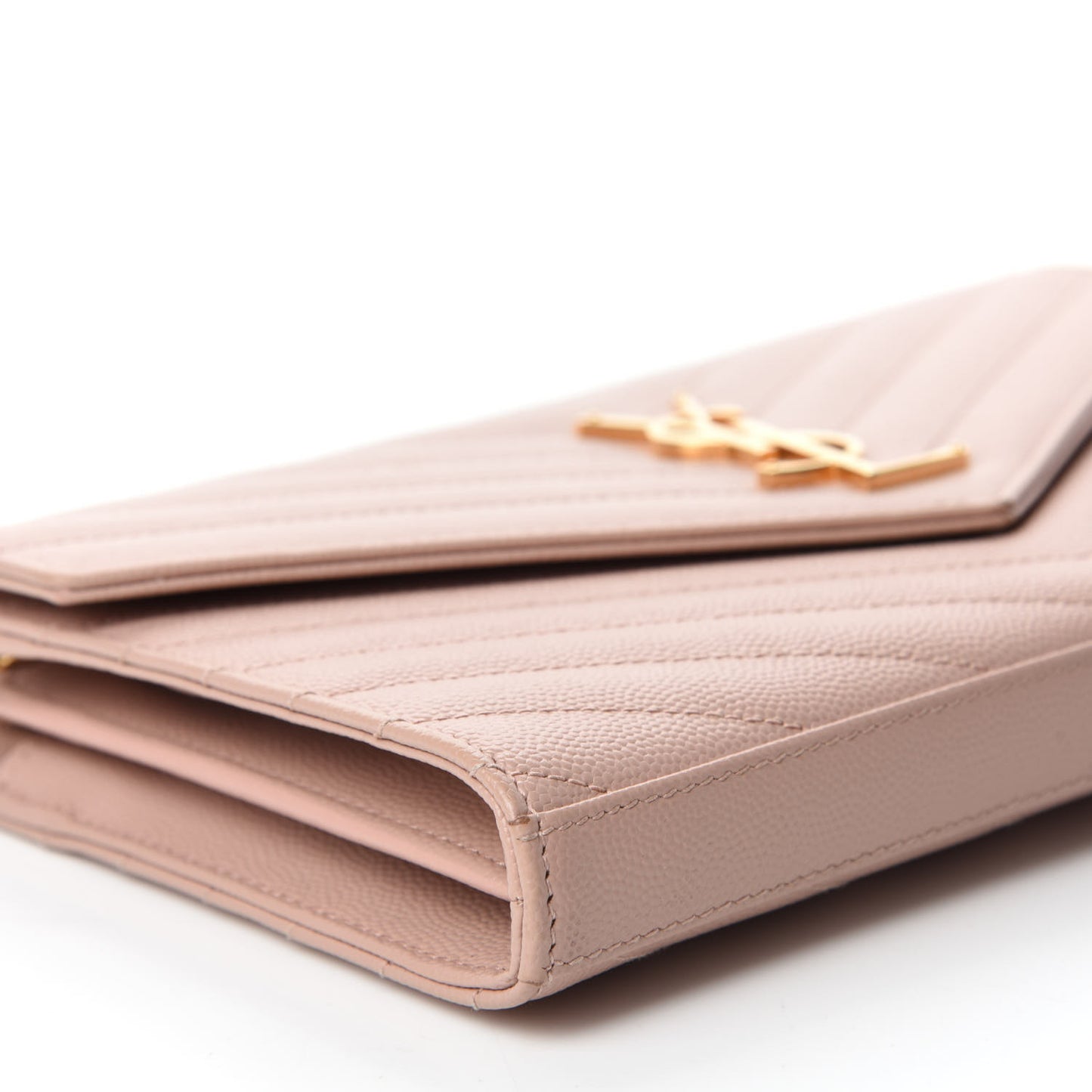 Grain De Poudre Matelasse Chevron Monogram Chain Wallet Pale Blush