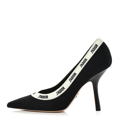 Christian Dior Technical Canvas Ribbon Embroidered J'Adior 100mm Pumps 39 Black 1 of 8