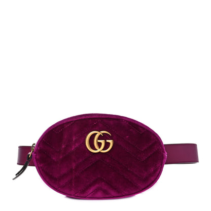 Gucci Velvet Matelasse GG Marmont Belt Bag 75 30 Fuchsia Violet Cyclamen 1 of 9