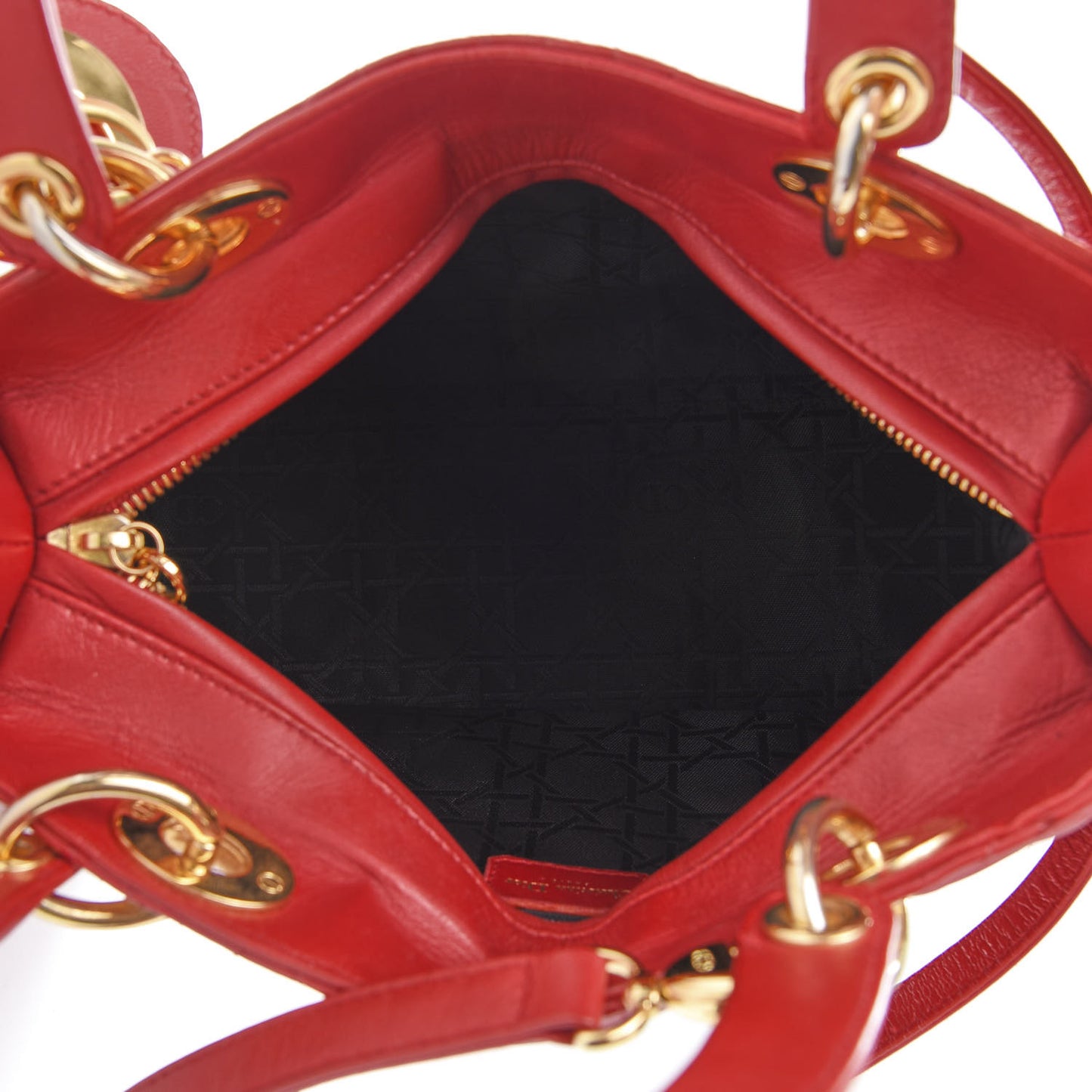 Lambskin Cannage Medium Lady Dior Red