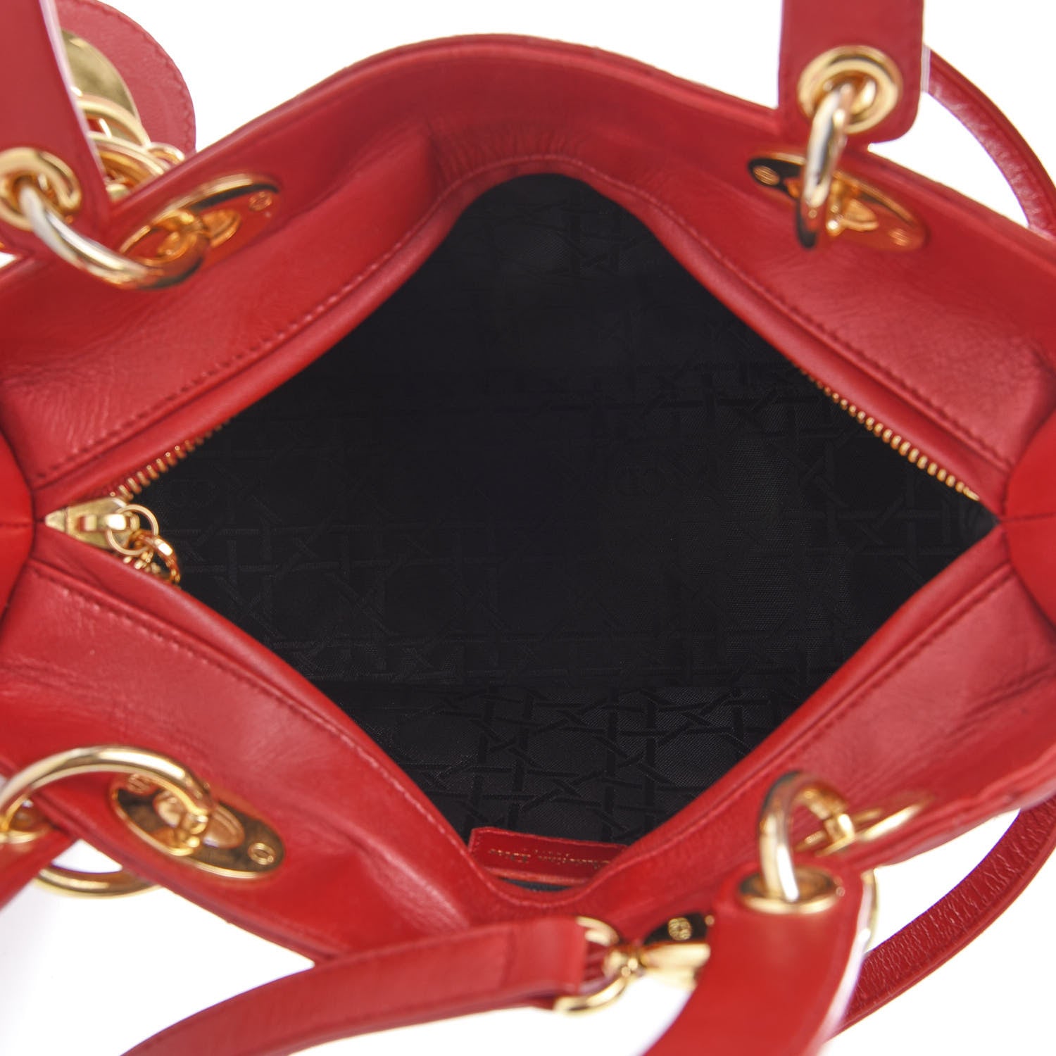 Christian Dior Lambskin Cannage Medium Lady Dior Red 5 of 9