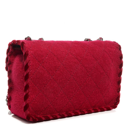 Chanel Fancy Felt Flap Dark Pink 3 of 9