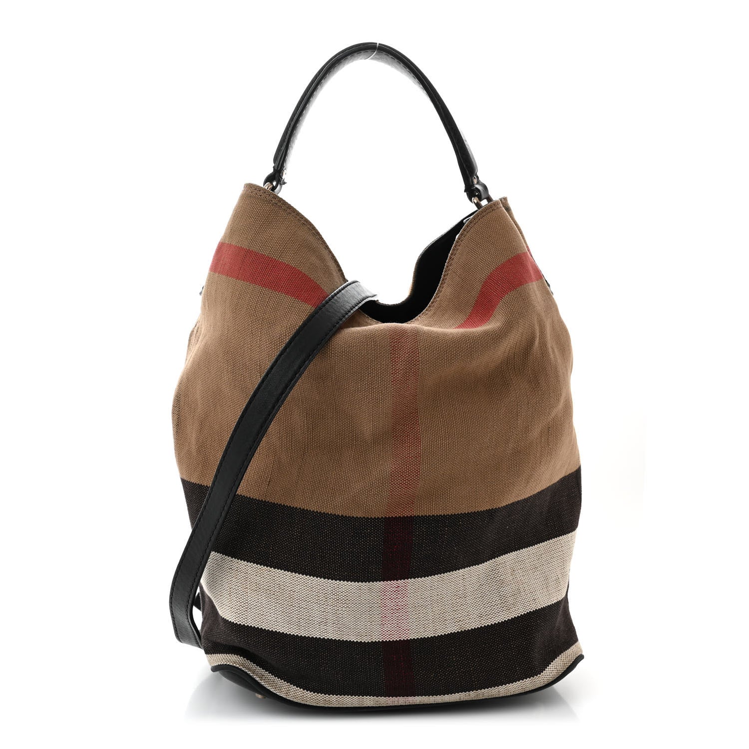Burberry Canvas Mega Check Medium Ashby Hobo Black 1 of 22