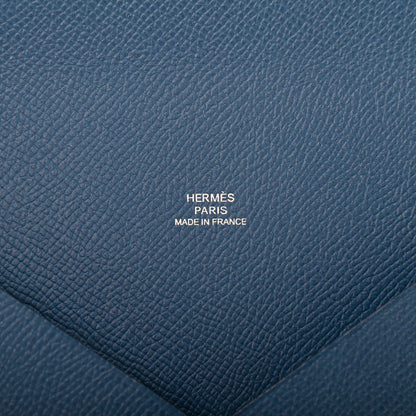 Hermes Epsom Calvi Pouch Bleu Agate Capucine 9 of 10