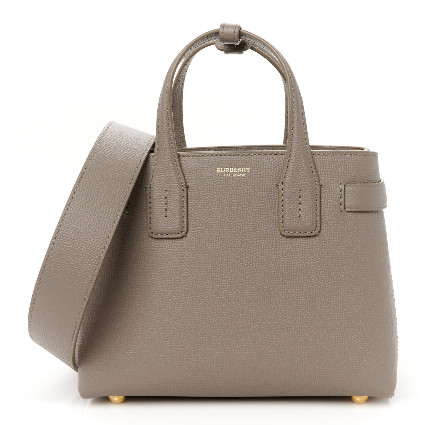 Grainy Calfskin House Check Small Banner Tote Taupe Brown