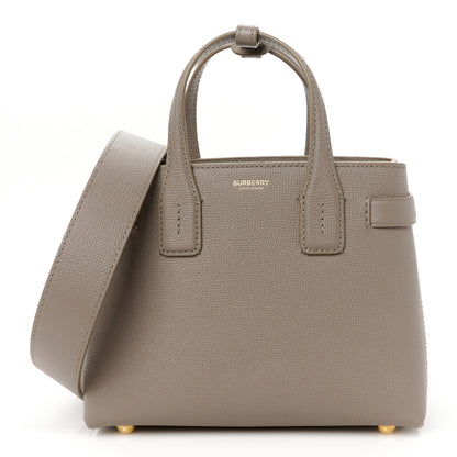 Burberry Grainy Calfskin House Check Small Banner Tote Taupe Brown 1 of 11