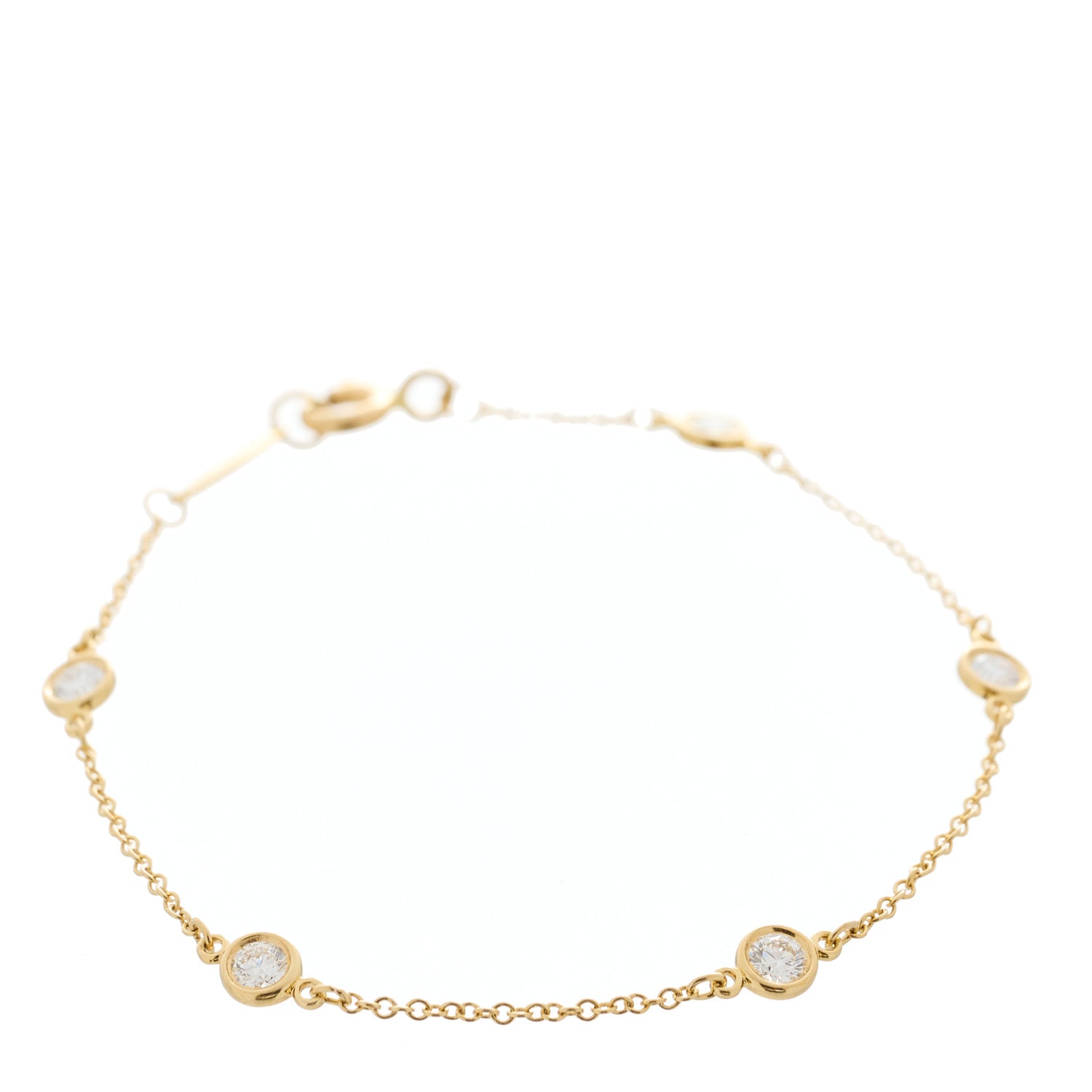 Tiffany 18K Yellow Gold Diamond .40ctw Elsa Peretti Diamonds by the Yard Station Bracelet 1 of 4