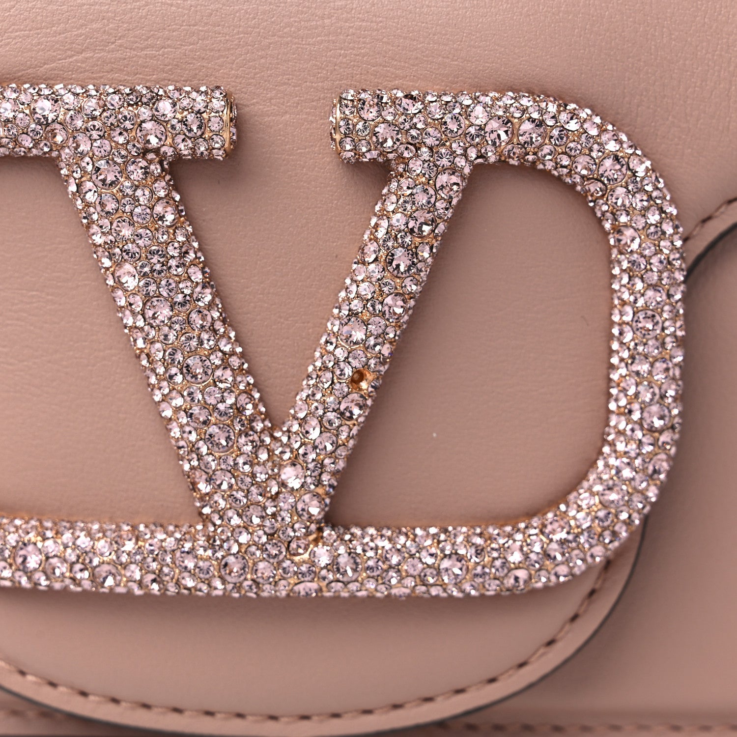 Valentino Garavani Calfskin Crystal Vlogo Small Loco Shoulder Bag Rose Cannelle 10 of 10