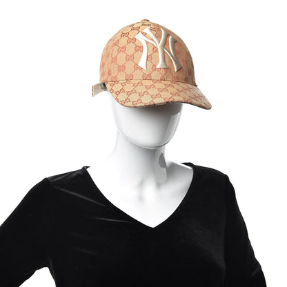 Gucci X MLB Monogram NY Yankees Baseball Hat 57-61 Beige Ruggine 2 of 5