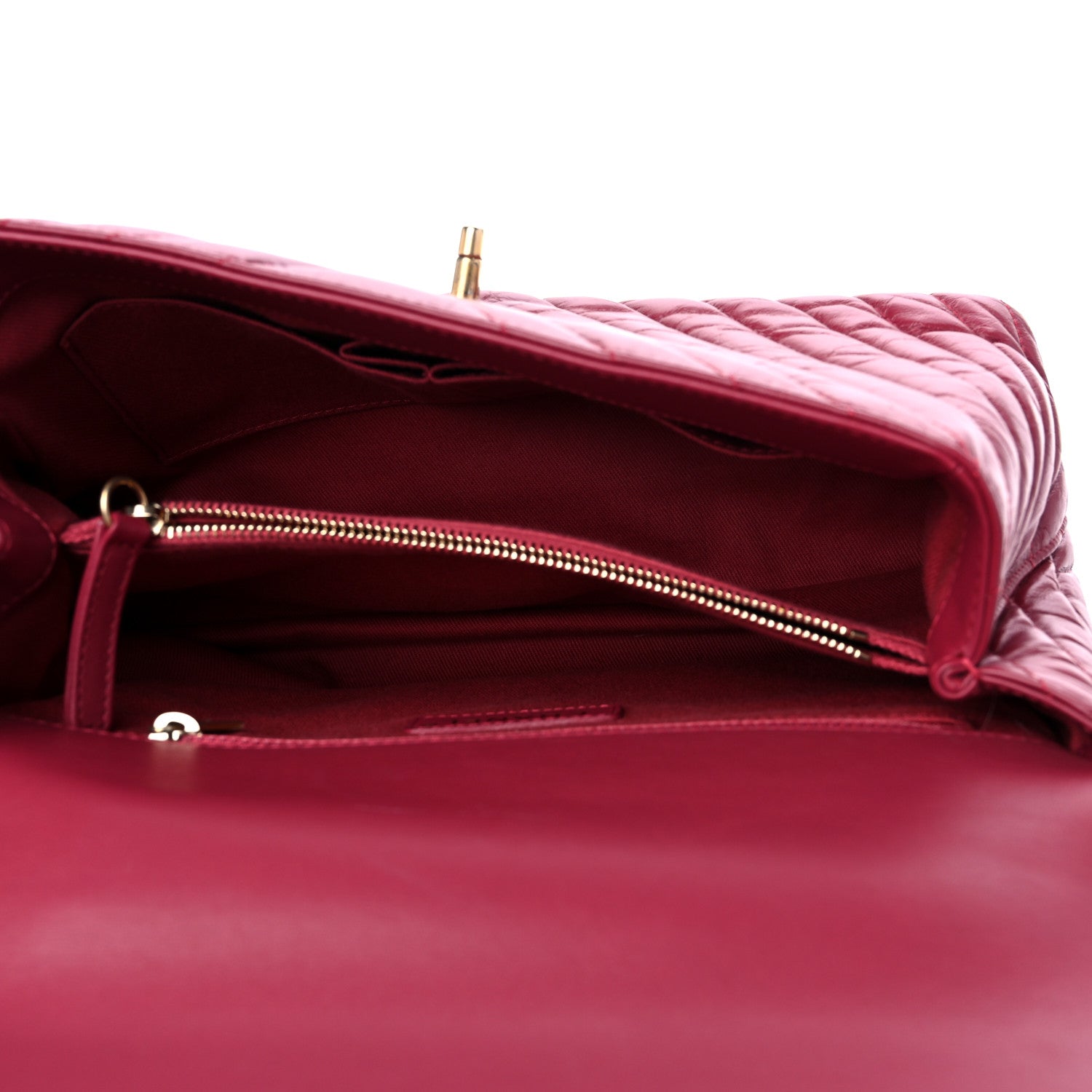 Chanel Calfskin Chevron Quilted Small Coco Handle Flap Dark Fuchsia 5 of 11