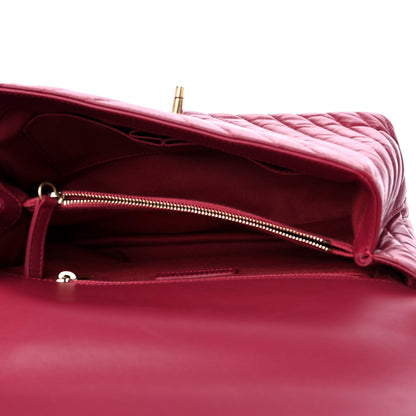 Chanel Calfskin Chevron Quilted Small Coco Handle Flap Dark Fuchsia 5 of 11
