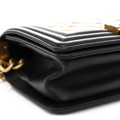 Chanel Metallic Crumpled Goatskin Small Boy Flap Black Gold 9 of 11