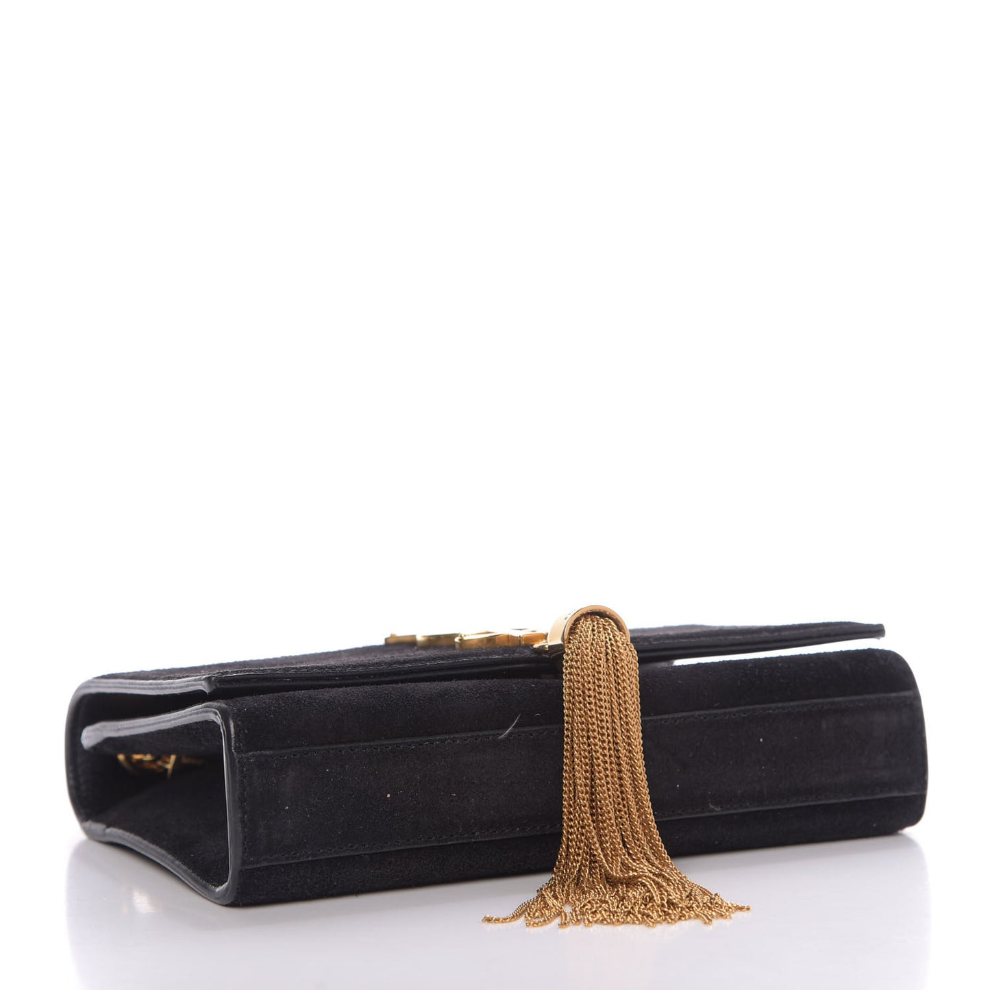 Suede Small Classic Monogram Kate Tassel Satchel Black