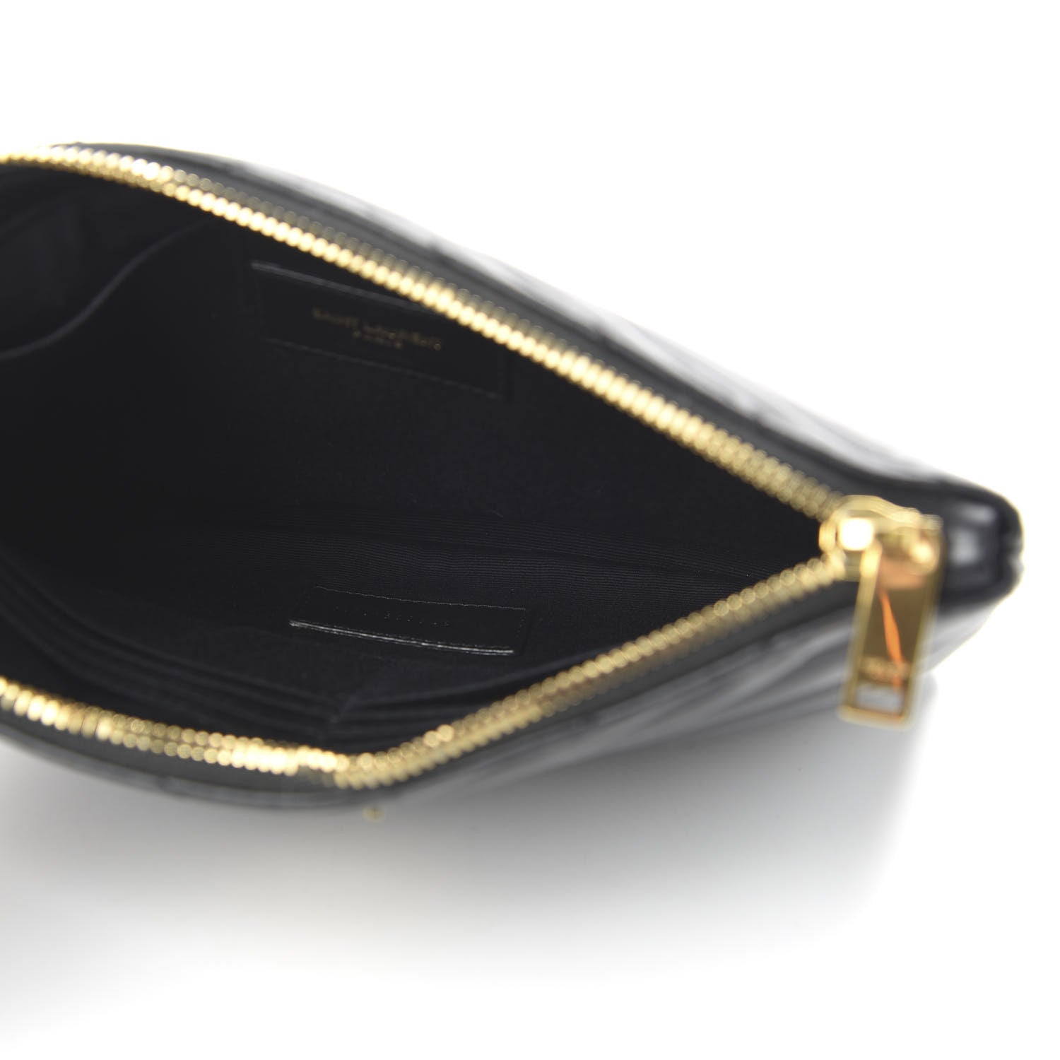 Saint Laurent Calfskin Matelasse Chevron Monogram A5 Wristlet Black 5 of 9