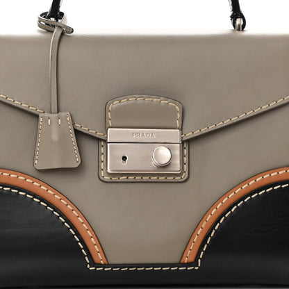 Prada Vitello Tri-Color Medium Sound Top Handle Satchel Grigio Black 7 of 19