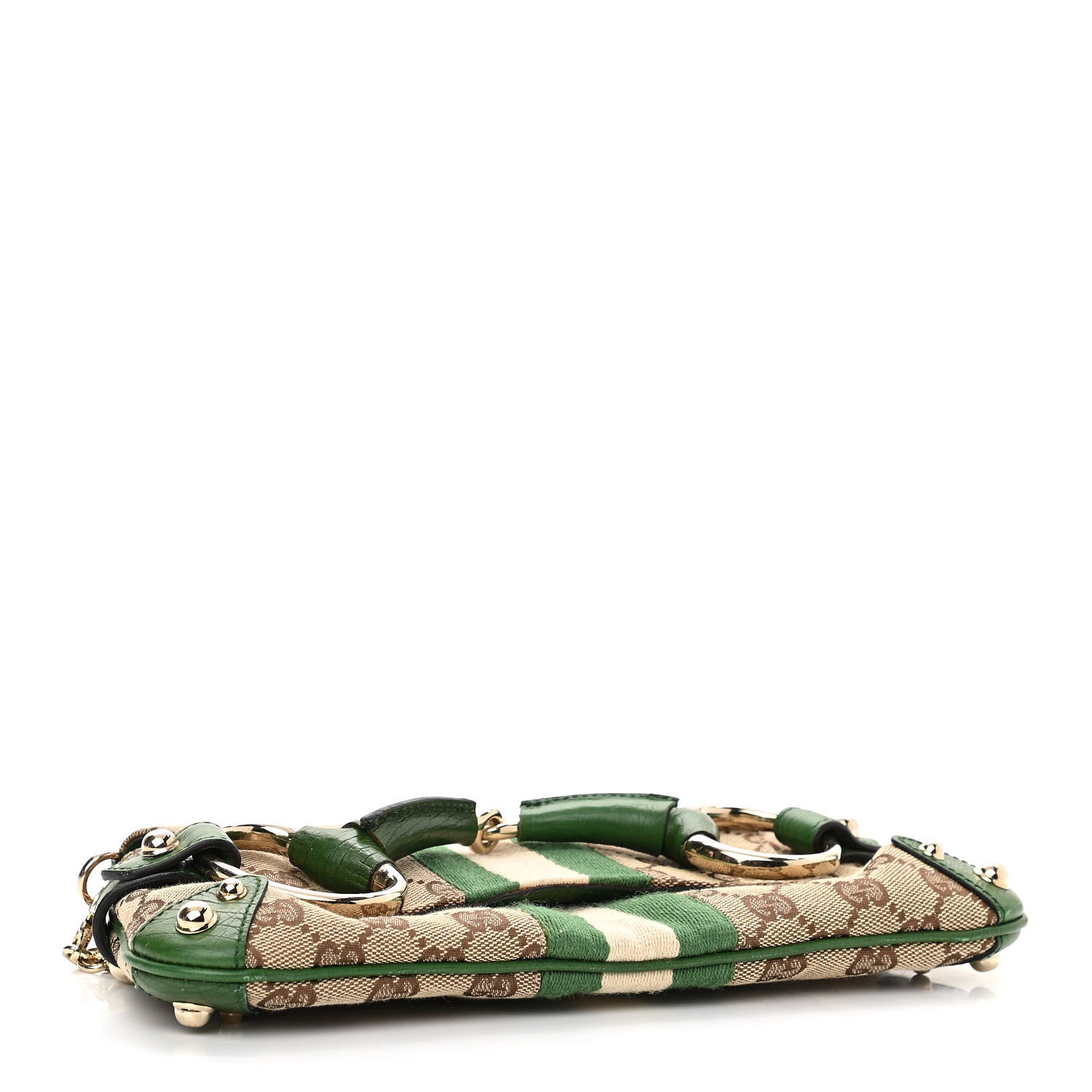 Gucci Monogram Web Small Horsebit Chain Clutch Green 4 of 11