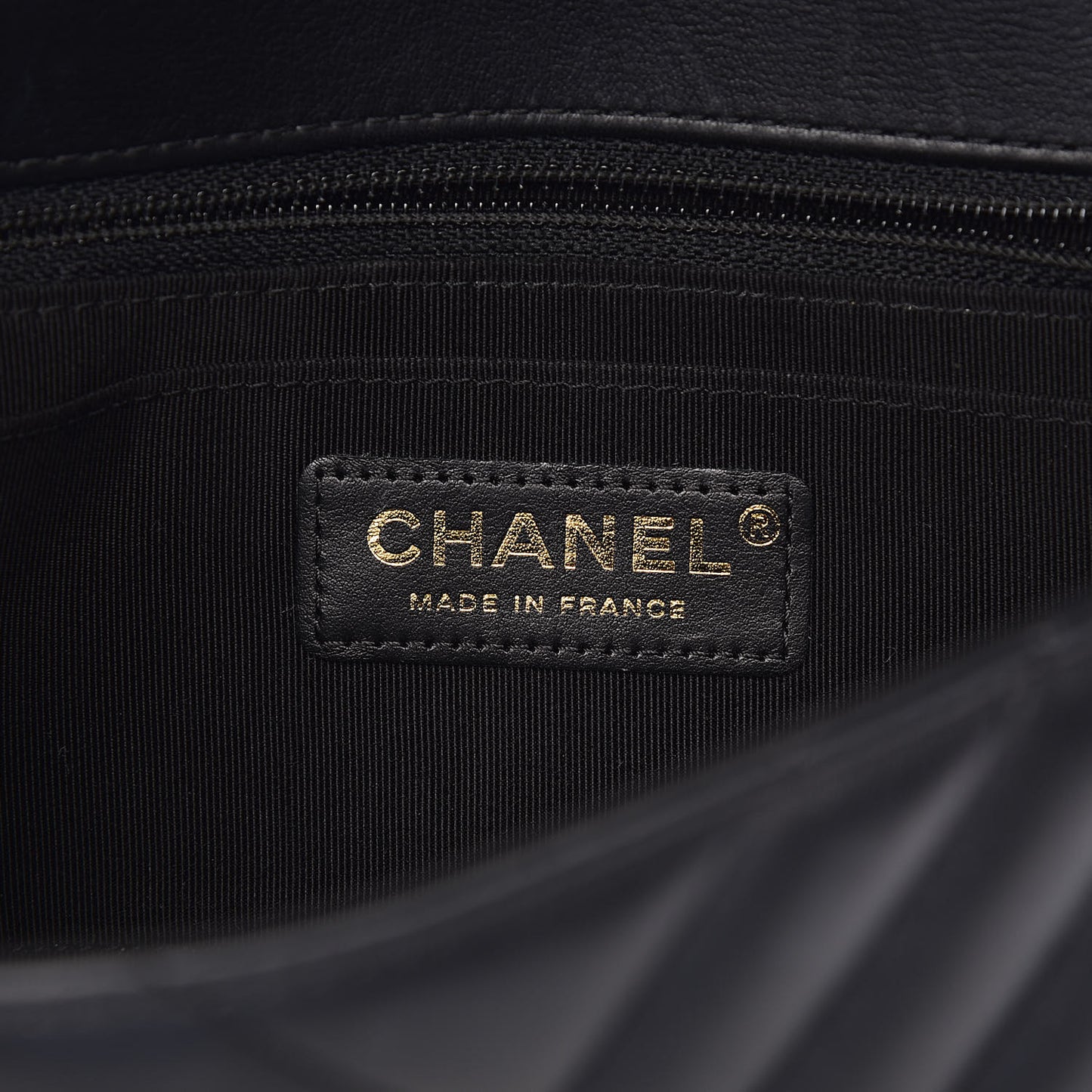Calfskin Chevron Quilted Mini Statement Flap Black