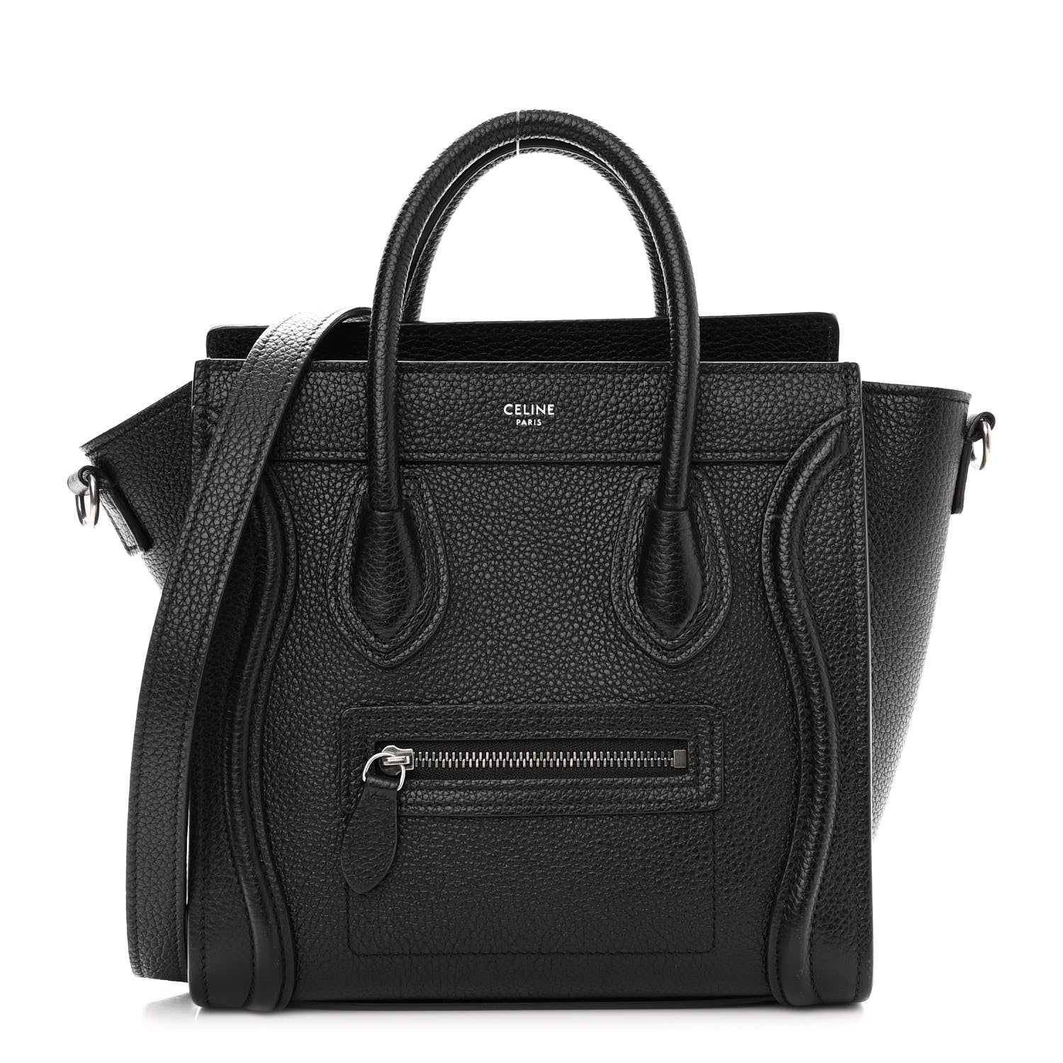 Celine Drummed Calfskin Nano Luggage Black 1 of 11