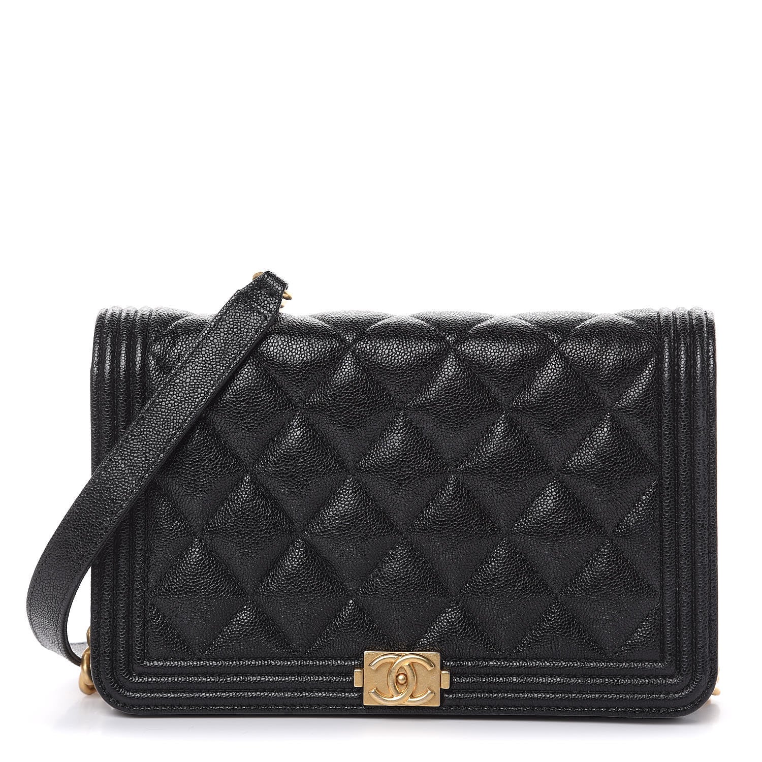Chanel Caviar Quilted Boy Wallet On Chain WOC Black 1 of 14