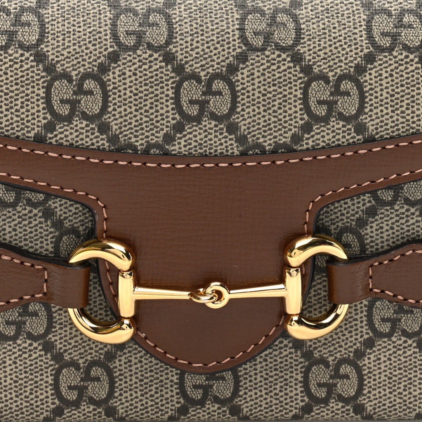 GG Supreme Monogram Mini Horsebit 1955 Shoulder Bag Beige Brown Sugar
