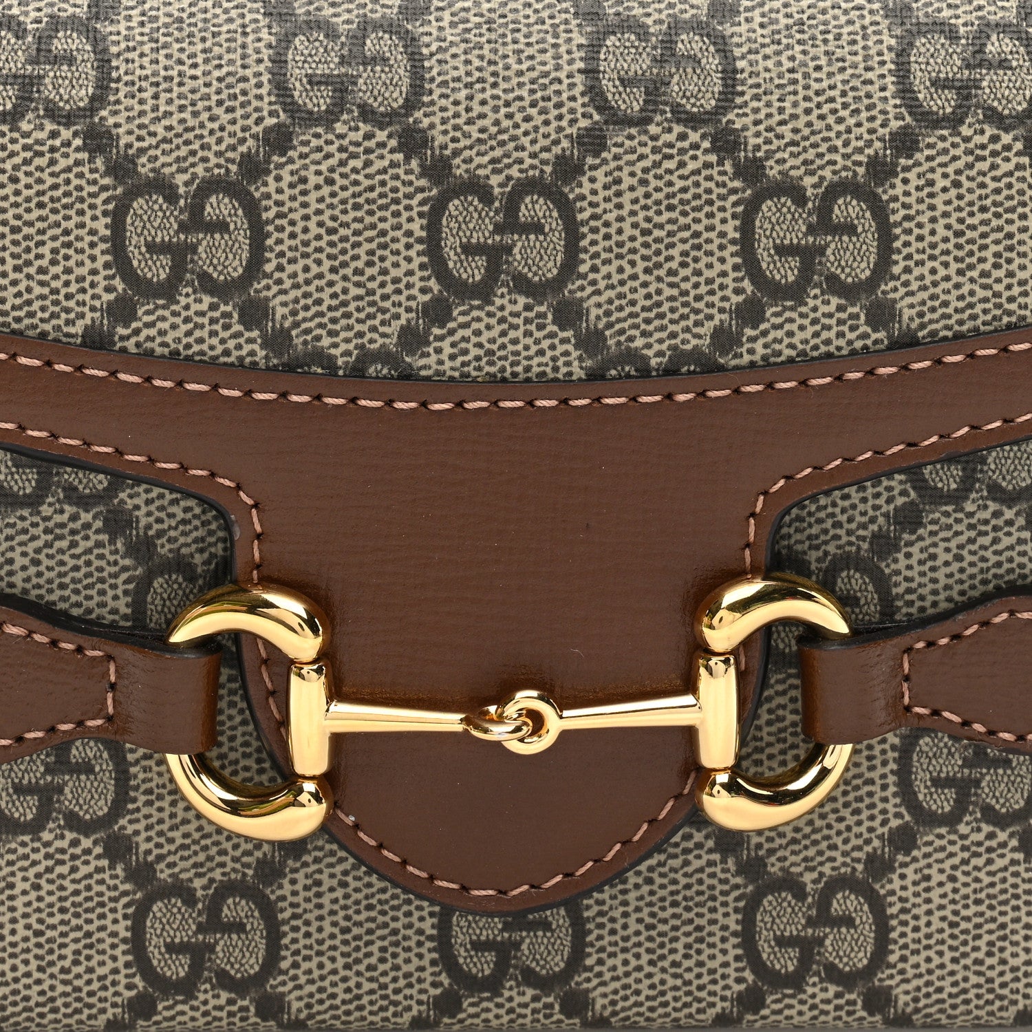 Gucci GG Supreme Monogram Mini Horsebit 1955 Shoulder Bag Beige Brown Sugar 8 of 11