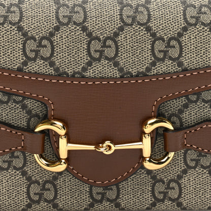 Gucci GG Supreme Monogram Mini Horsebit 1955 Shoulder Bag Beige Brown Sugar 8 of 11
