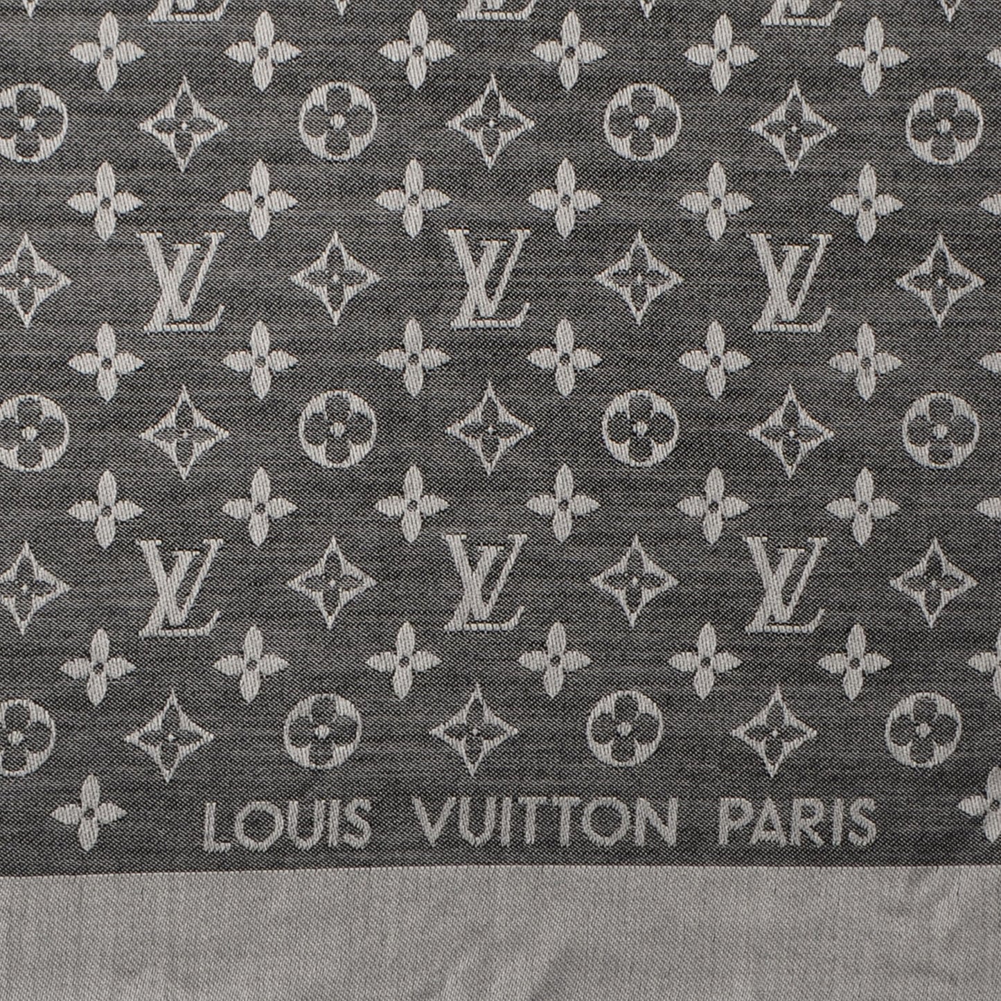 Silk Wool Monogram Denim Shawl Black