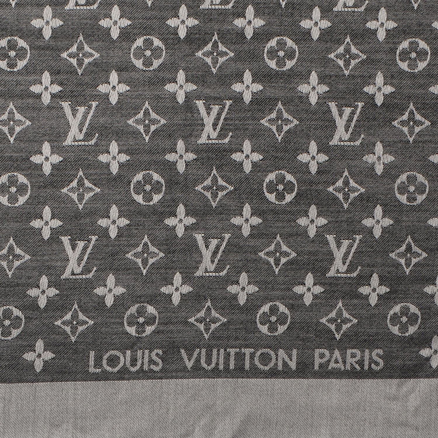 Louis Vuitton Silk Wool Monogram Denim Shawl Black 4 of 5