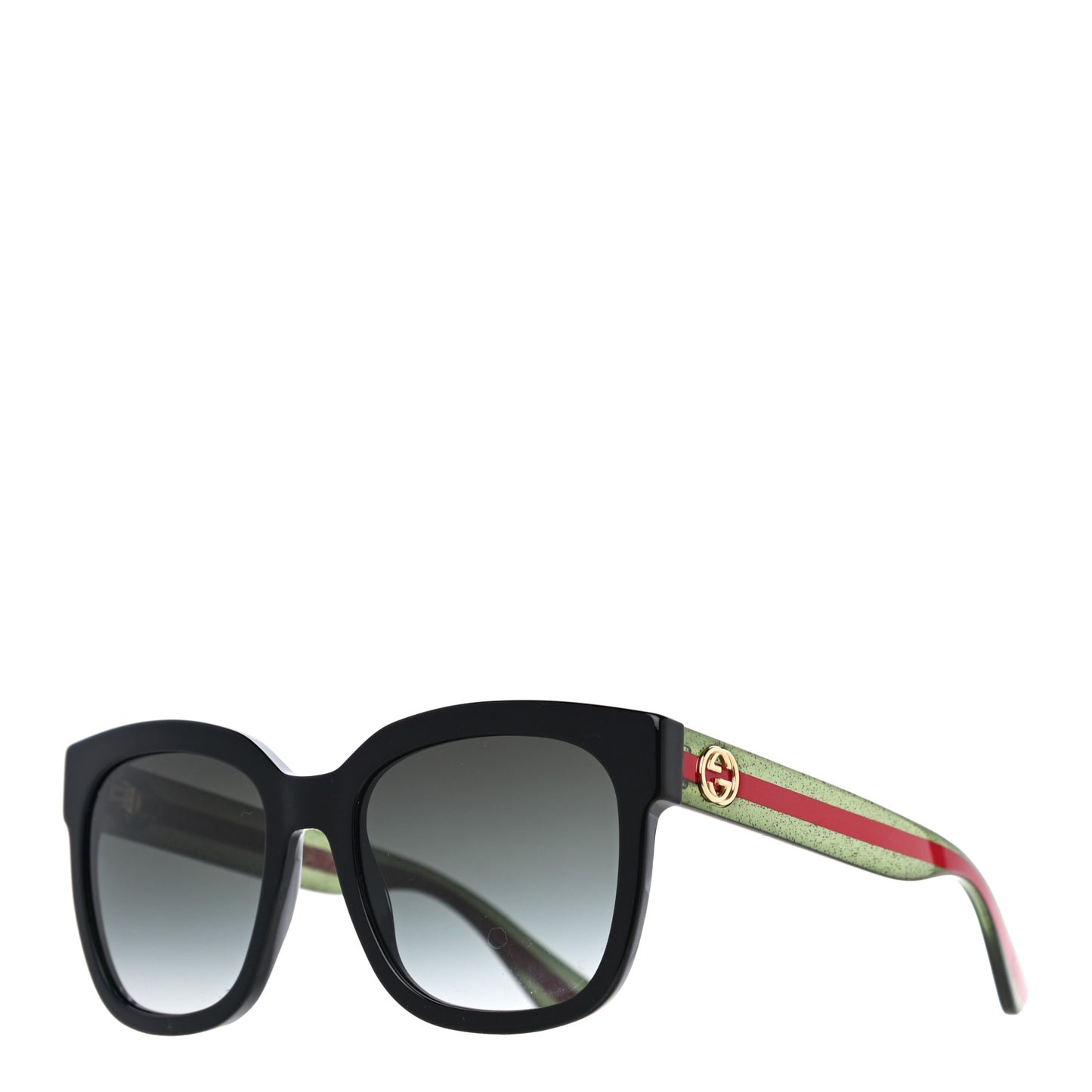Acetate Square Frame Web Glitter Sunglasses GG0034S Black Green