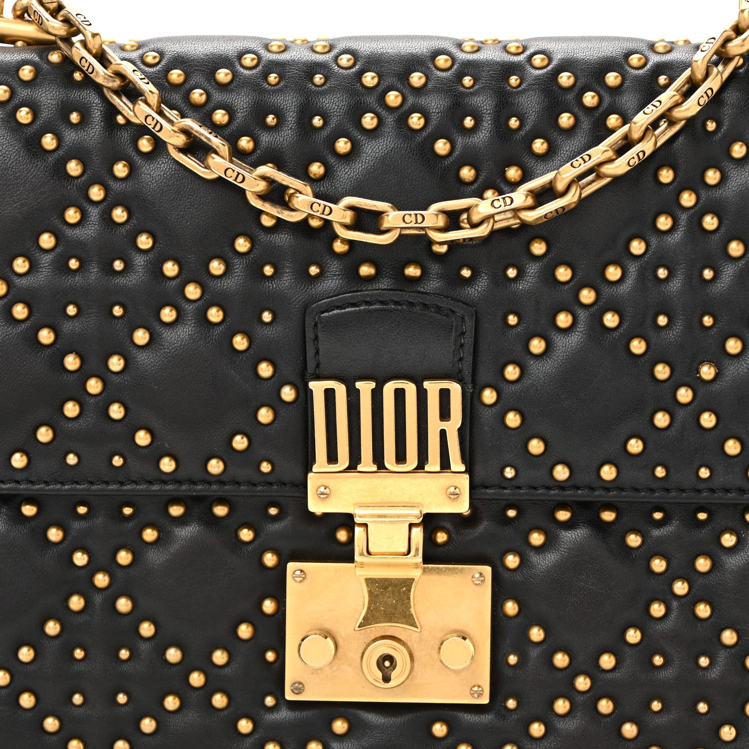 Christian Dior Lambskin Cannage Studded Large Dioraddict Flap Bag Black 8 of 10