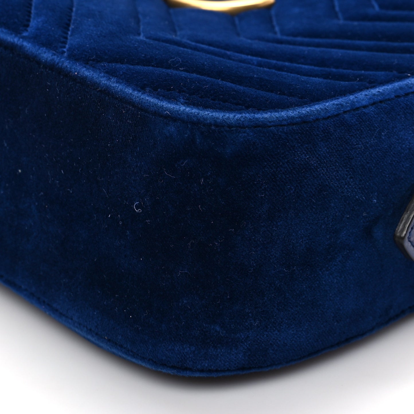 Velvet Matelasse Small GG Marmont Chain Shoulder Bag Cobalt