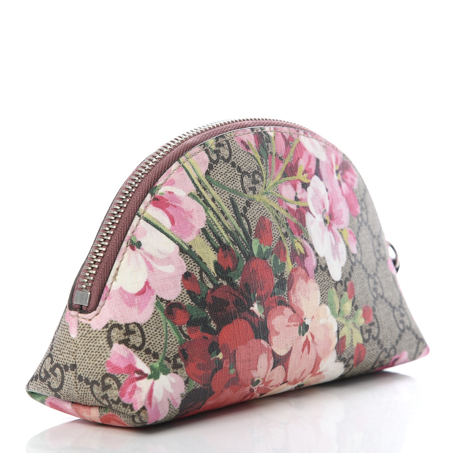 GG Supreme Monogram Blooms Small Pouch Cosmetic Case Beige Multicolor Dry Rose